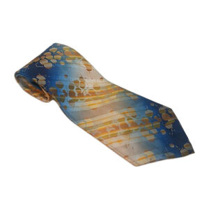 Wembley Necktie Vintage 1970s Blue Orange Wide